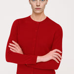Red Bicycle Neck Buttoned Women's Cardigan