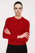Red Bicycle Neck Buttoned Women's Cardigan