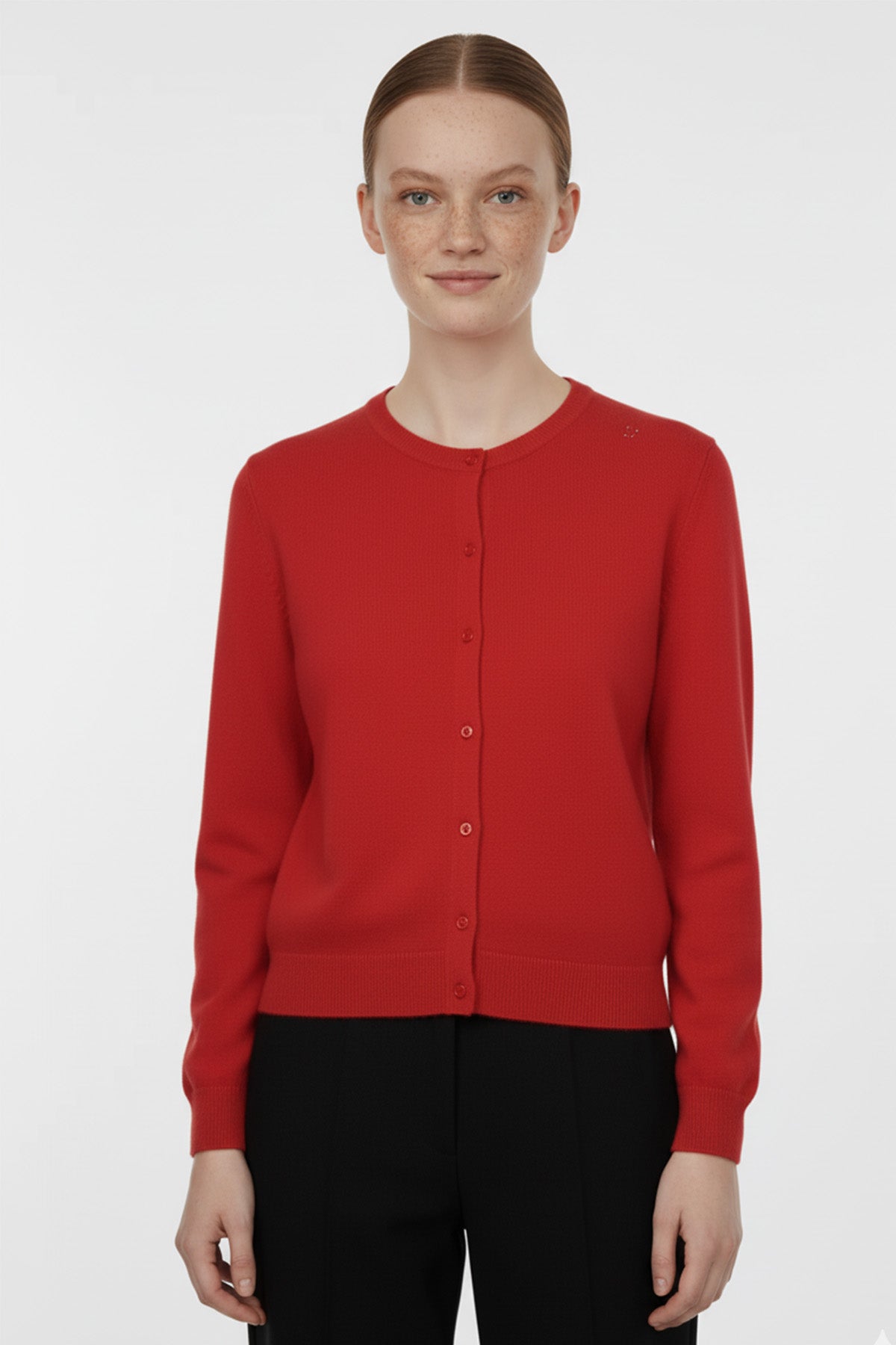 Red Bicycle Neck Buttoned Women's Cardigan