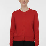 Red Bicycle Neck Buttoned Women's Cardigan