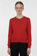 Red Bicycle Neck Buttoned Women's Cardigan