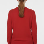 Red Bicycle Neck Buttoned Women's Cardigan