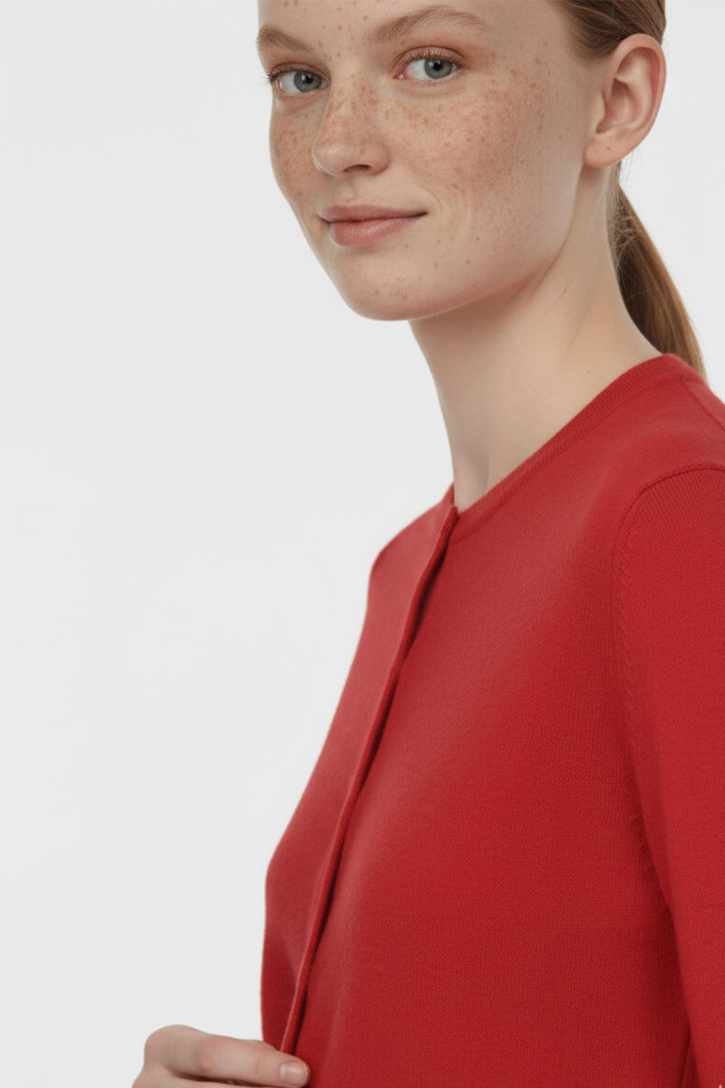 Red Bicycle Neck Buttoned Women's Cardigan