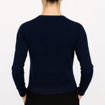Navy Blue Button-Down Collar Women's Cardigan