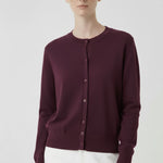 Plum Bike Collar Buttoned Women's Cardigan