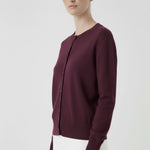 Plum Bike Collar Buttoned Women's Cardigan