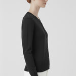 Dark Gray Women's Cardigan with Button-Up Collar