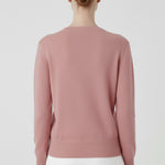 Rose-Colored Women's Cardigan with Buttoned Collar