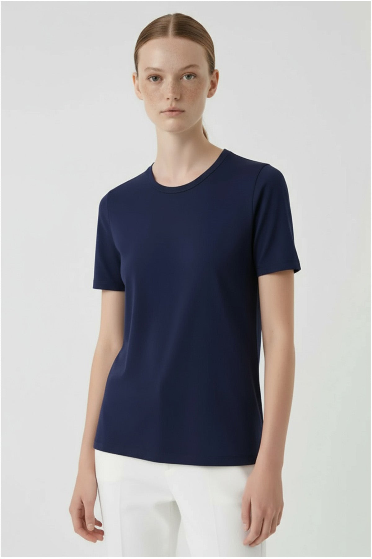 Navy Blue Crew Neck Women's T-Shirt