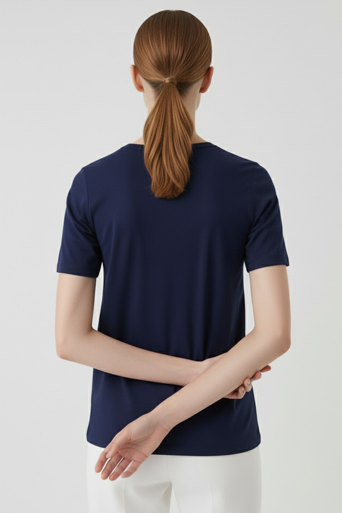 Navy Blue Crew Neck Women's T-Shirt