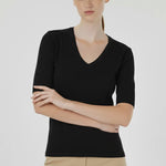 Black V-Neck Women's T-Shirt Triko Mısırlı