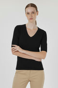 Black V-Neck Women's T-Shirt