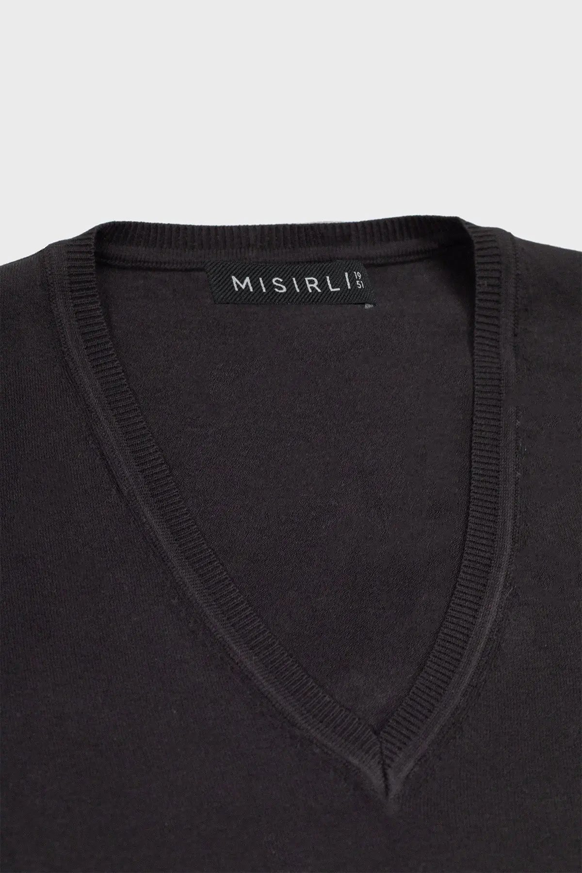 Black V-Neck Women's T-Shirt Triko Mısırlı