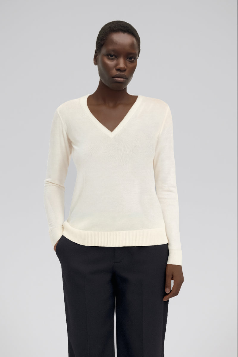 Ecru V-Neck Women's T-Shirt