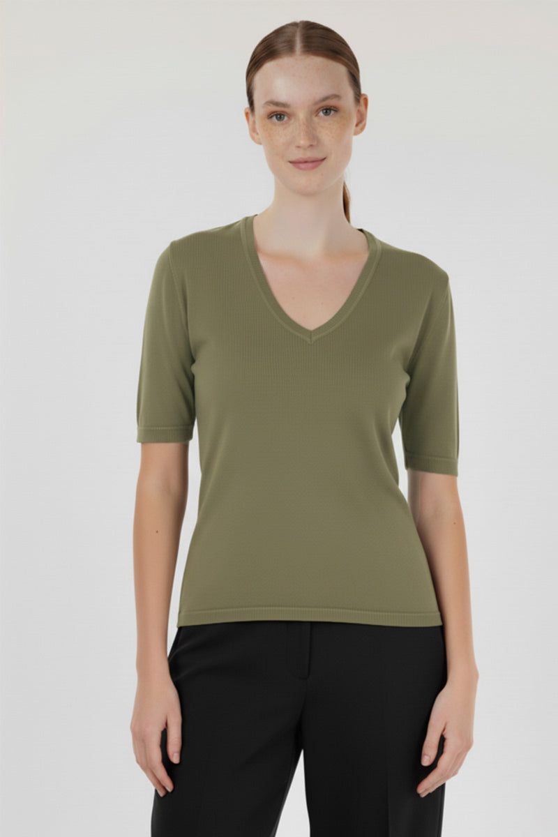 Green V-Neck Women's T-Shirt