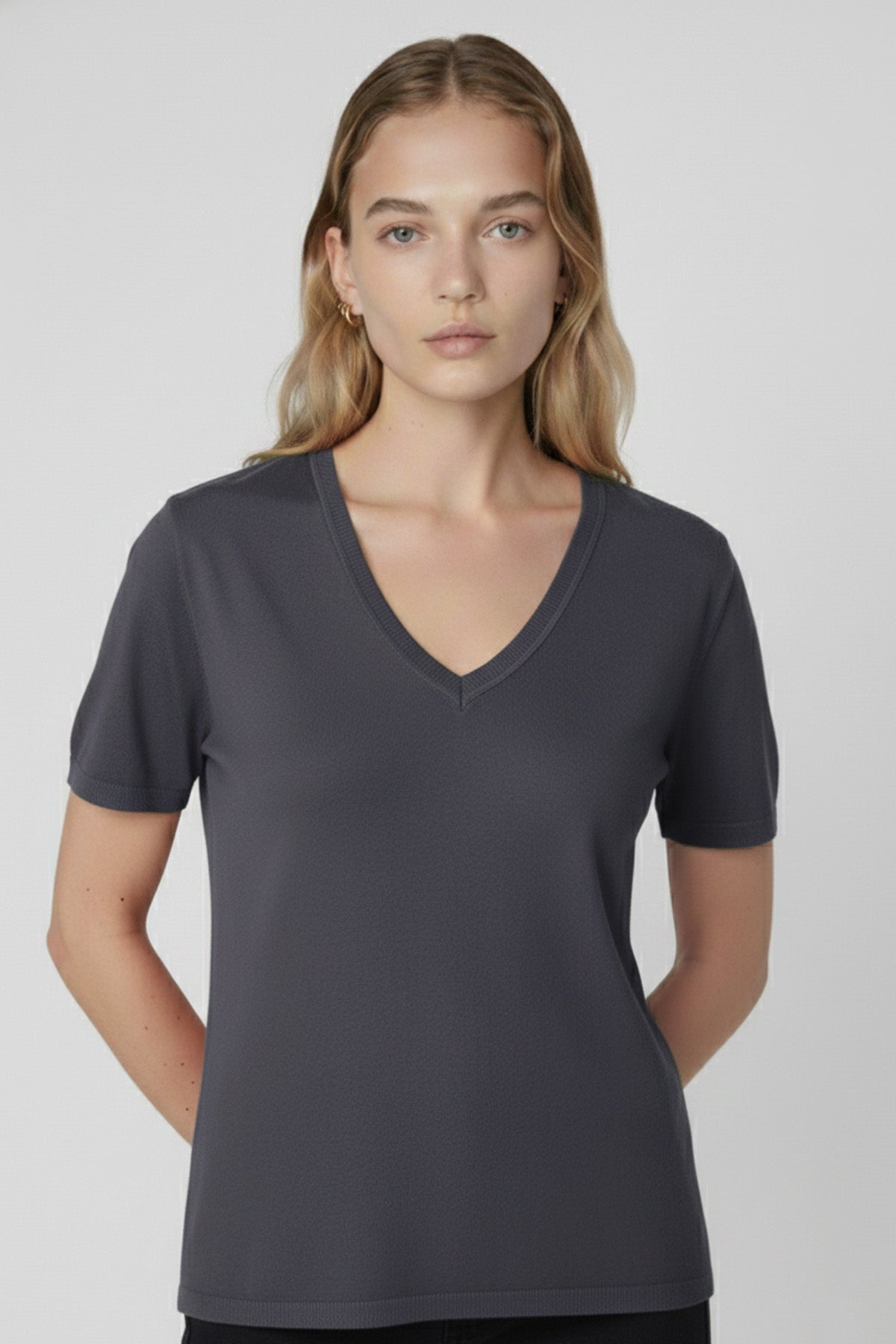 Dark Gray V-Neck Women's T-Shirt