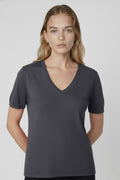Dark Gray V-Neck Women's T-Shirt