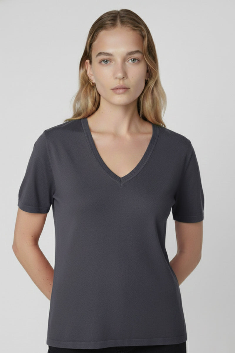 Dark Gray V-Neck Women's T-Shirt