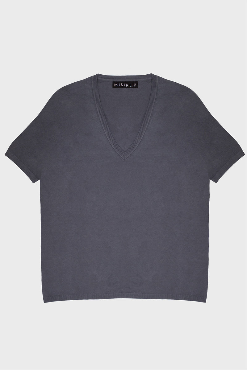 Dark Gray V-Neck Women's T-Shirt