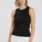 Black Crew Neck Ribbed Women's Undershirt