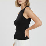 Black Crew Neck Ribbed Women's Undershirt