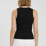 Black Crew Neck Ribbed Women's Undershirt