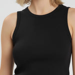 Black Crew Neck Ribbed Women's Undershirt