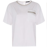 Ecru Border Detailed Short Sleeve Women's T-Shirt