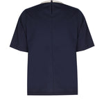 Navy Blue Bordered Short Sleeve Women's T-Shirt