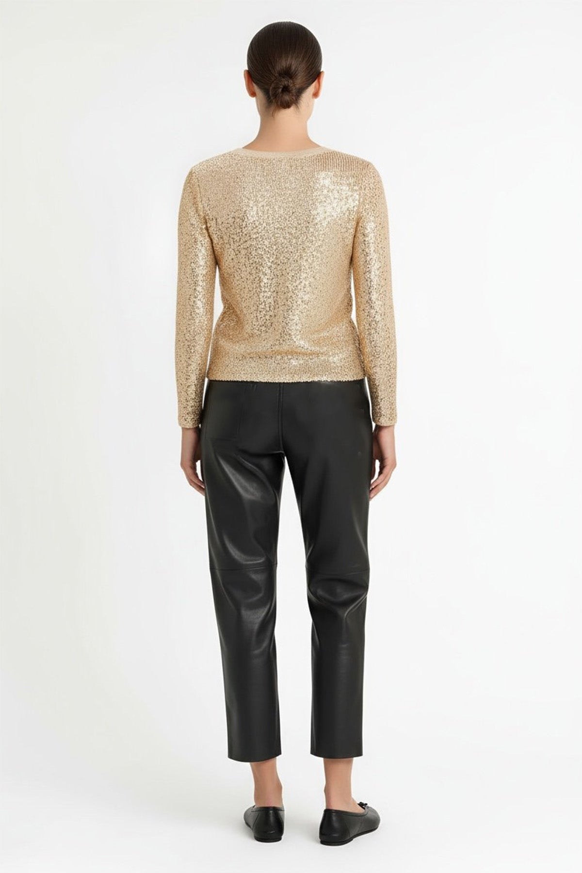Bronze Gold Sequined Long Sleeve Blouse