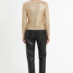 Bronze Gold Sequined Long Sleeve Blouse
