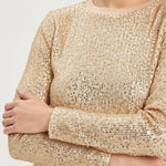Bronze Gold Sequined Long Sleeve Blouse
