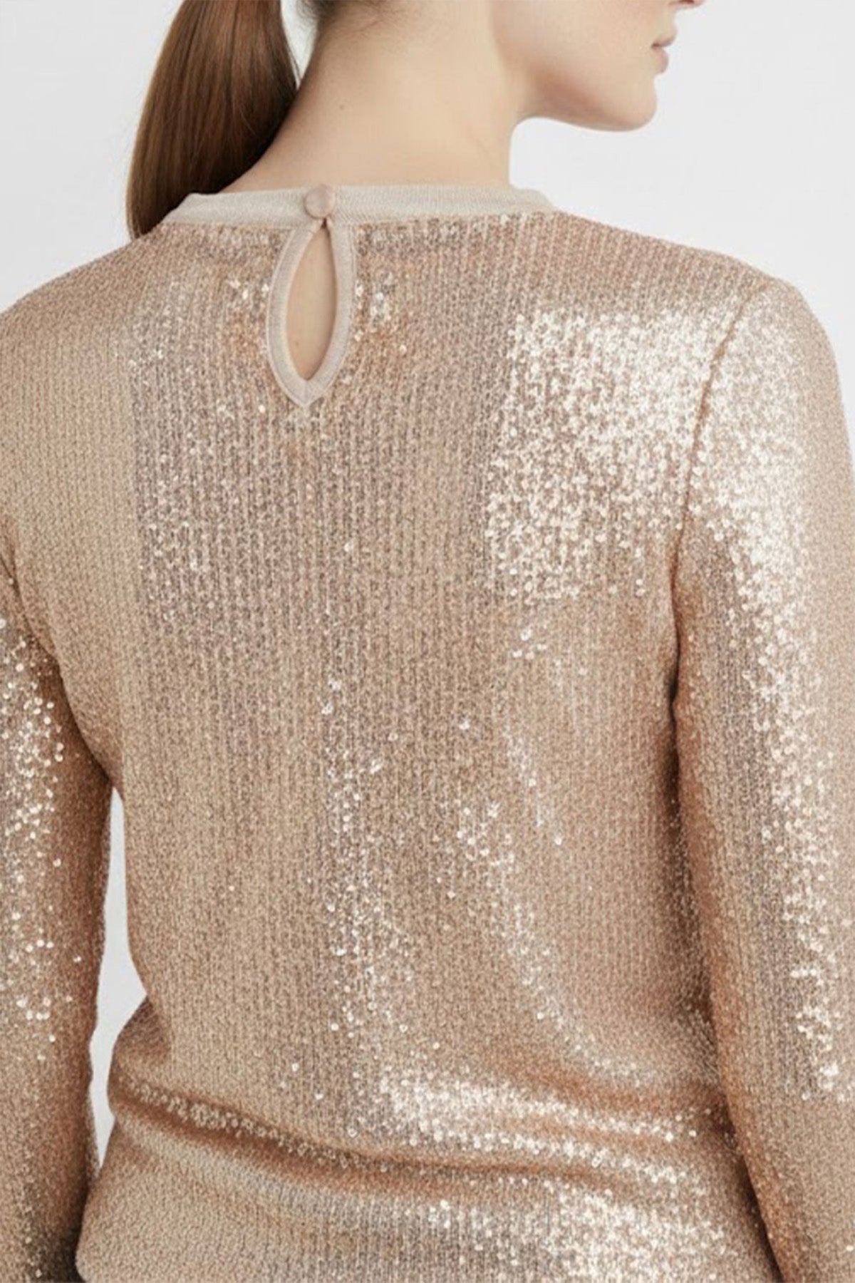 Bronze Gold Sequined Long Sleeve Blouse