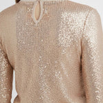 Bronze Gold Sequined Long Sleeve Blouse