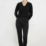 Women's Black Ribbed Stitch Trousers