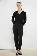 Women's Black Ribbed Stitch Trousers