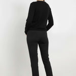 Women's Black Ribbed Stitch Trousers