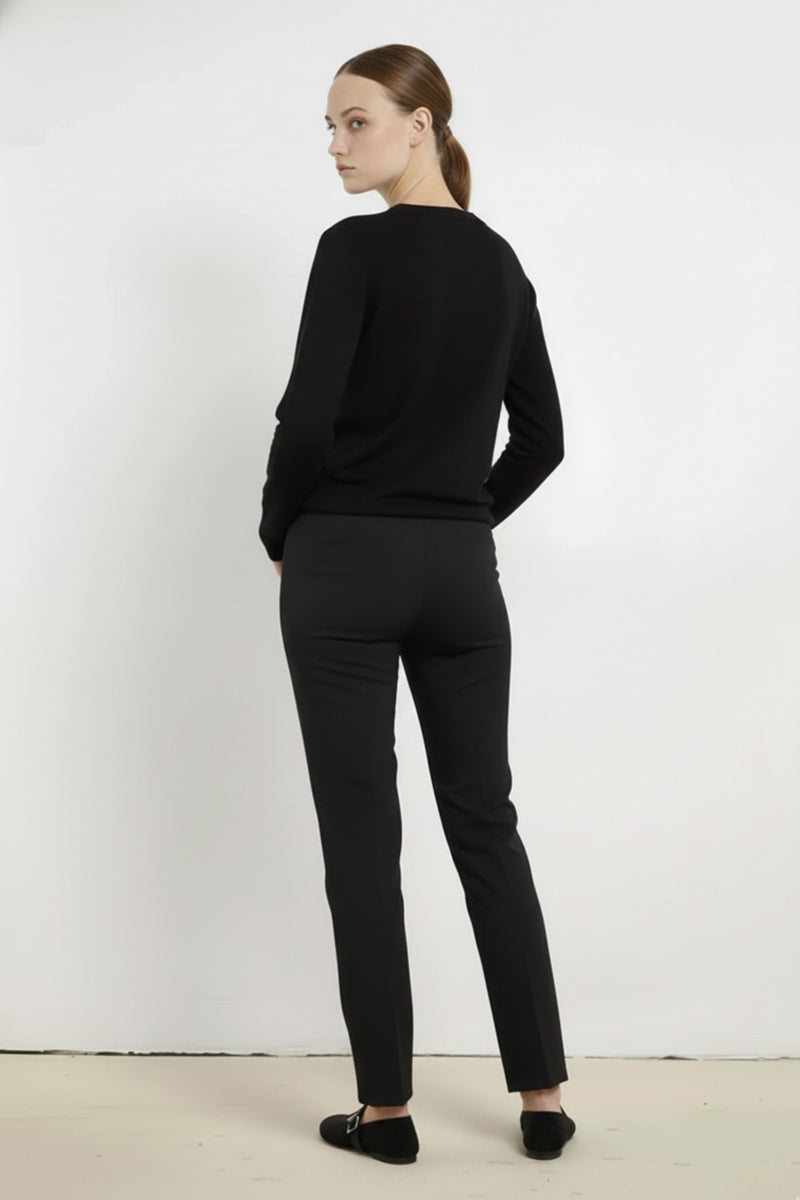 Women's Black Ribbed Stitch Trousers