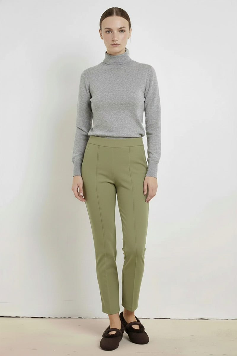 Green Ribbed Stitch Women's Pants
