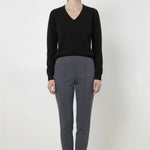 Dark Gray Ribbed Stitching Women's Pants