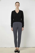 Dark Gray Ribbed Stitching Women's Pants