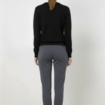 Dark Gray Ribbed Stitching Women's Pants