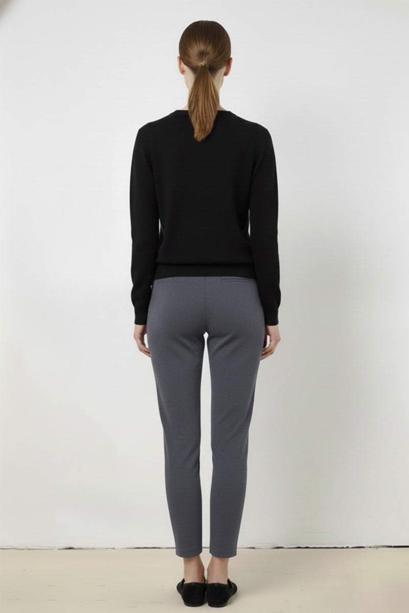 Dark Gray Ribbed Stitching Women's Pants