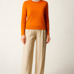 Orange Crew Neck Women's Sweater