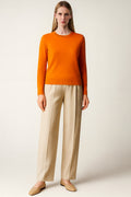 Orange Crew Neck Women's Sweater