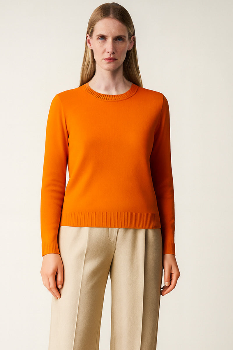 Orange Crew Neck Women's Sweater