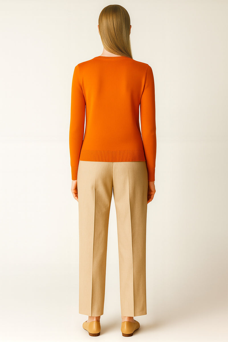 Orange Crew Neck Women's Sweater