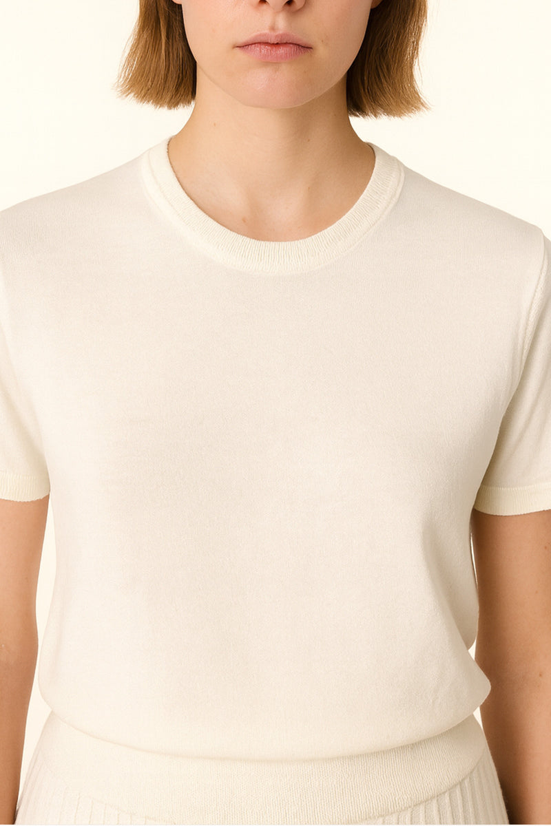 Ecru Round Neck Women's Sweater