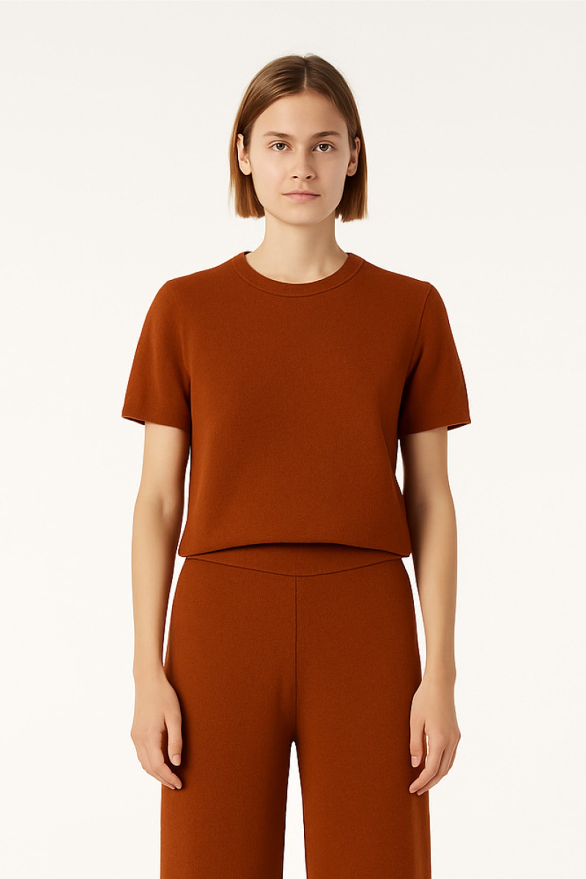 Terracotta Round Neck Women's Sweater