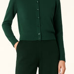 Green Cycling Neck Women's Cardigan